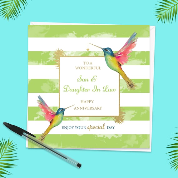 Son And Daughter In Law Anniversary Card Etsy