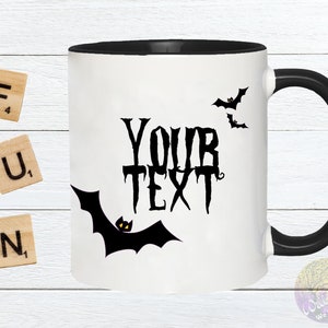 Bat Halloween Mug, Custom Bat Mug, Custom Halloween Mug, Bat Coffee Mug, Halloween Coffe Mug, Halloween Bat Mug, Name Bat Mug