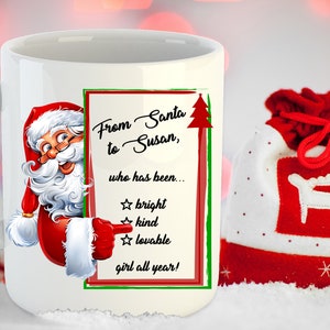 Unique Christmas Gifts for Kids, Customized Santa Mug, Personalized Girls Christmas Mug, Christmas Kids Mug, Hot Chocolate Mug,