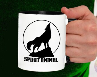 Spirit Animal Mug, Personalized Wolf Mug, Custom Animal Mug, Unique Name Mug, Gift For Friend, Gift For Him, Personalized Mug, Christmas Mug