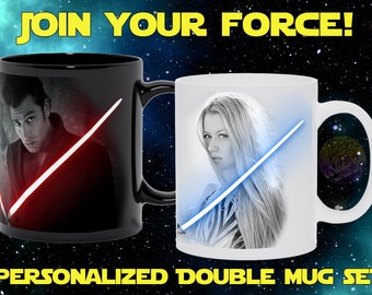 Star Wars Tassen-Set, Star Wars Kaffeetasse, personalisiertes Star Wars Kaffeetassen-Set, Benutzerdefinierte Star Wars Tasse, Star Wars Geschenkset, personalisiertes Geschenk