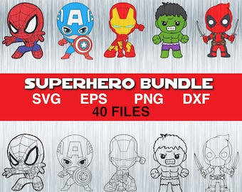 Superhero Bundle, SVG for Cricut, Bundle Layered SVG, Digital File, PNG Silhouette, Cut Files, Layered Digital Vector File Package, Clipart