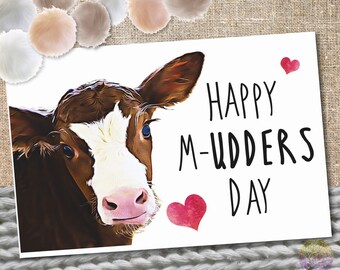 Feliz Día de las Madres, Tarjeta Divertida del Día de las Madres, Linda Vaca Lechera, Regalo para Mamá, Regalo del Día de las Madres, Tarjeta de Felicitación Personalizada, Tarjeta de Vaca, Regalo para Ella