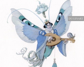 LITTLE LUTE PLAYER - original graphic work by Olga Dugina