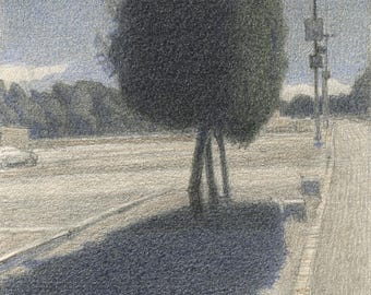 CLOUD, TREE & SHADOW - original graphic work by Andrej Dugin