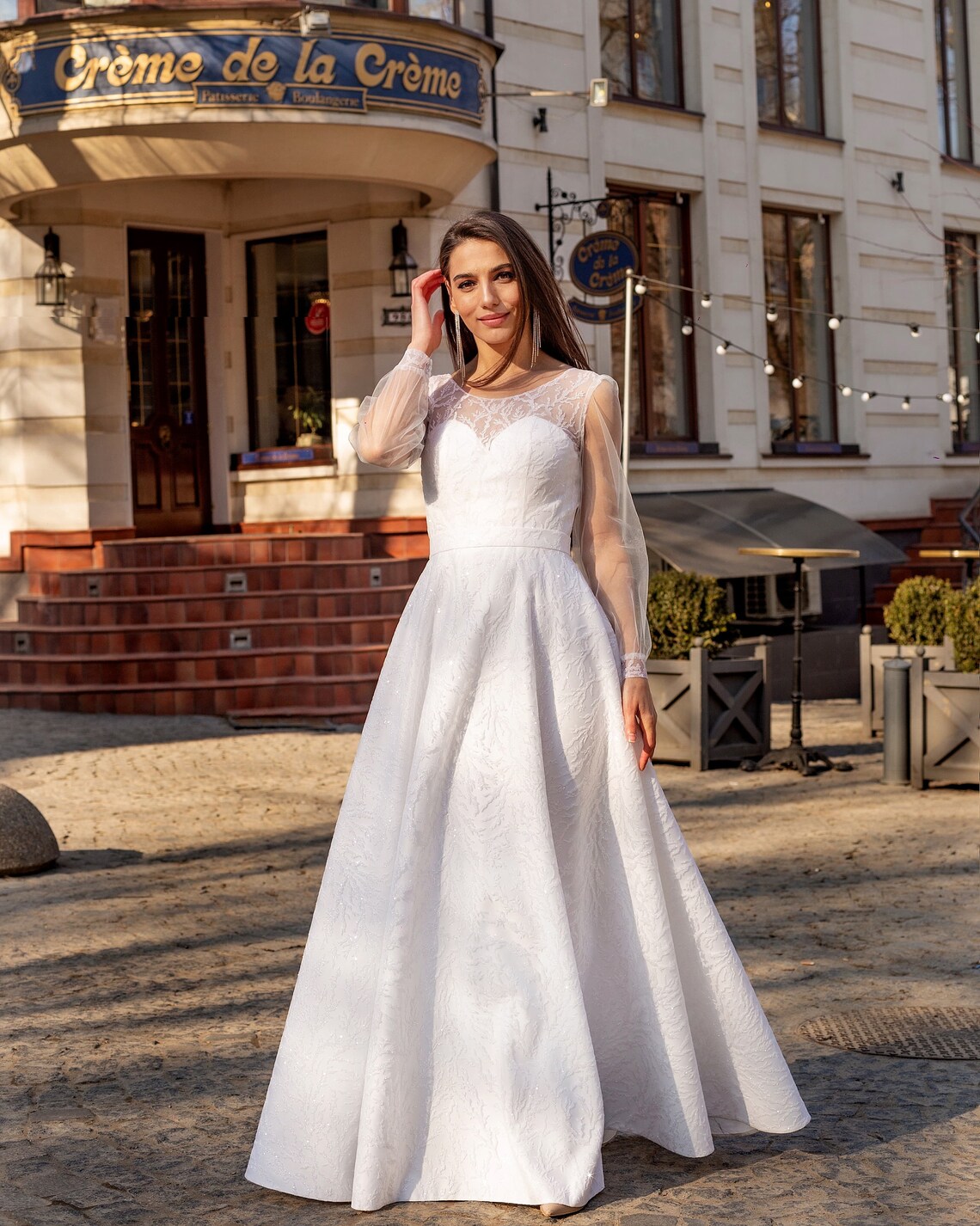 The most Beautiful Wedding Dress 2021 Sparkle Long Wedding Etsy