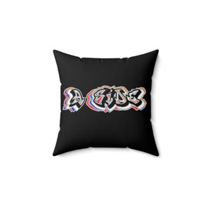 A Side / B Side, Square Pillow, Polyester Pillow, Floral Pillow, Unique Pillow, Perfect DJ Gift, Decorative Pillows, Gift Idea for DJ