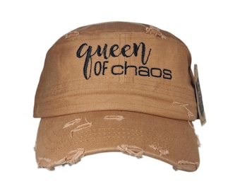 Queen of Chaos Distressed Cadet Hat Adjustable Cap