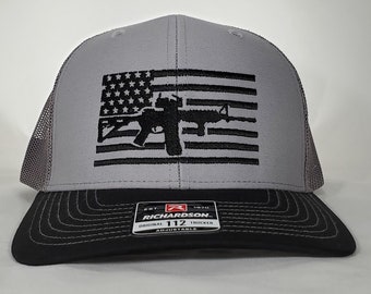 AR15 American Flag Richardson 112 Snapback Trucker Hat