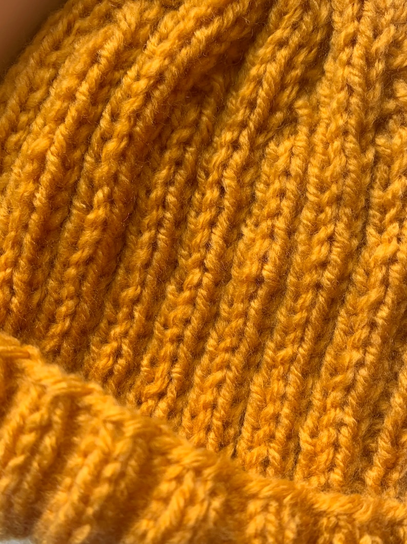 Mustard Hand knitted personalised baby hat