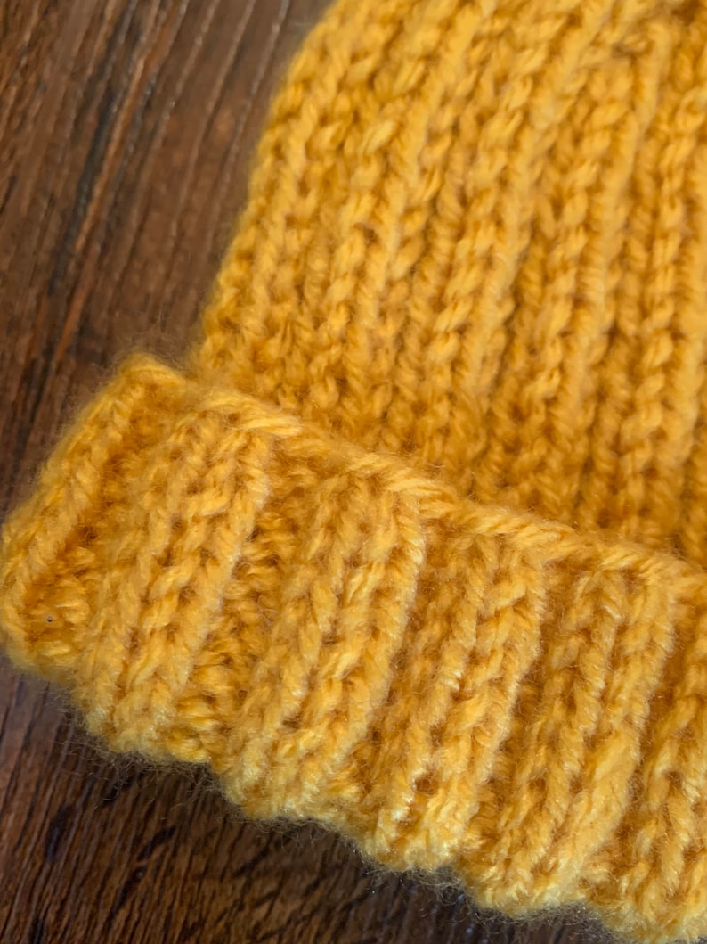 Mustard Hand knitted personalised baby hat