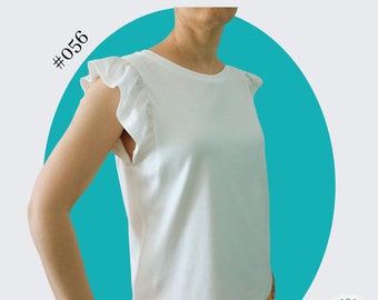 Patroon #056 voor top met gerimpelde mouwen, direct te downloaden in PDF-formaat, maten 40 tot 50.