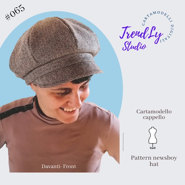 Newsboy cap pattern #065, PDF instant download, one size.