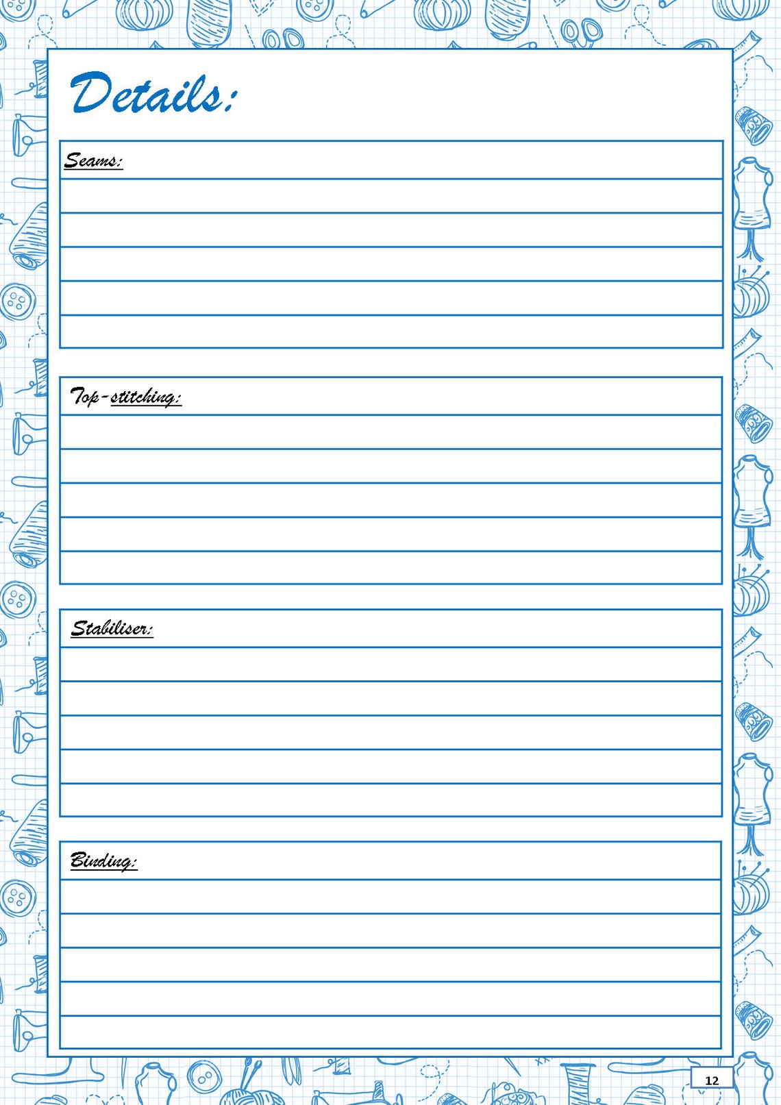 Sewing Planner, A4 Printable PDF, Sewing Project for Men and Women - Etsy
