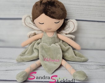 Cuddly doll fairy embroidered with name / gift for birth / gift for girls / christening gift