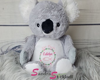 Fabric koala "For Baptism" embroidered with name and baptism date
