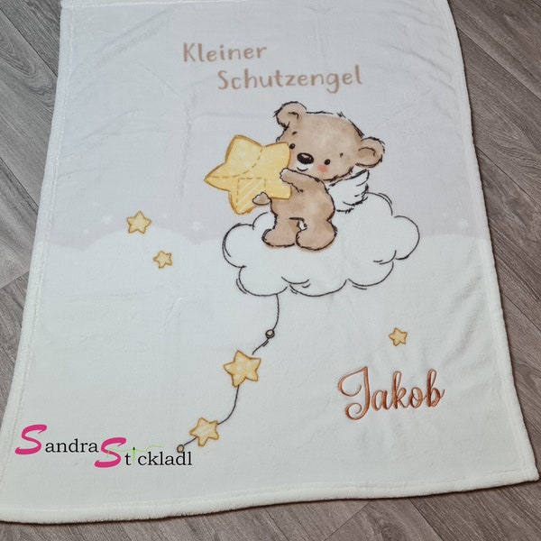 Baby blanket “Guardian Angel” embroidered with name