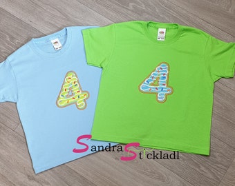 Geburtstagsshirt "Donutzahl" mit Namen, verschiedene Farben und Größen