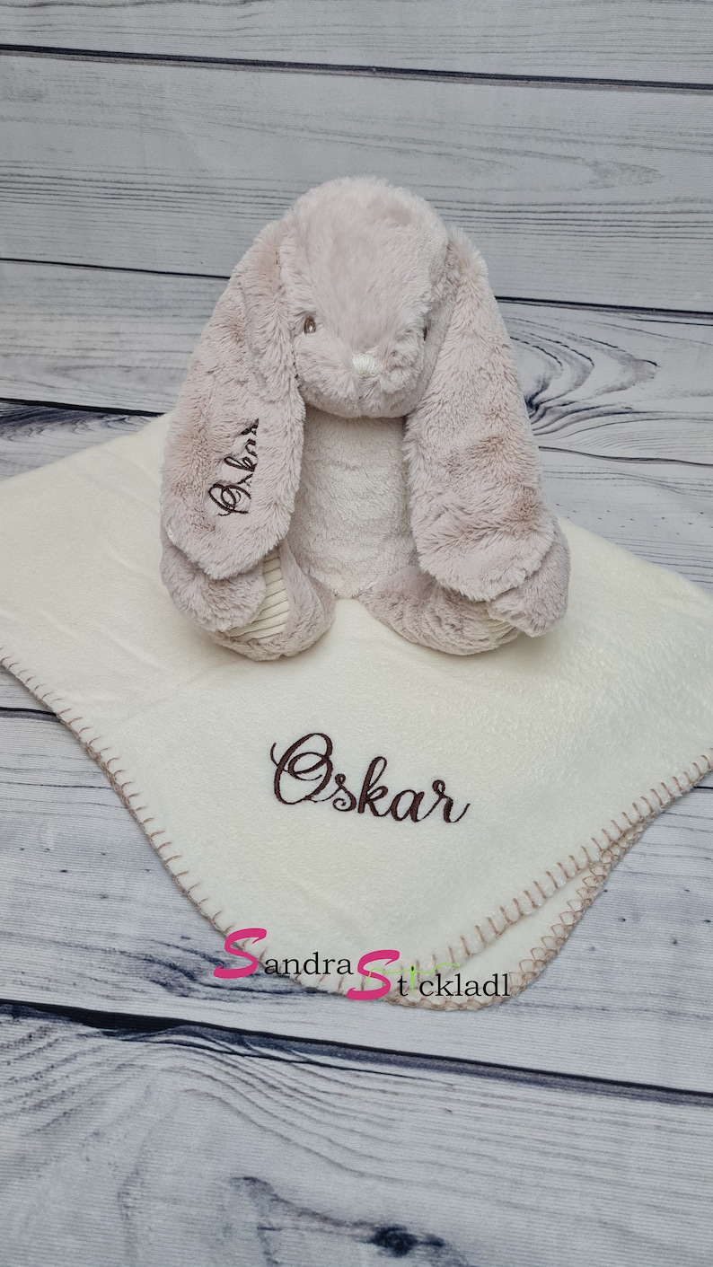 Stoffhase inkl. Kuscheldecke mit Namen bestickt Bild 10