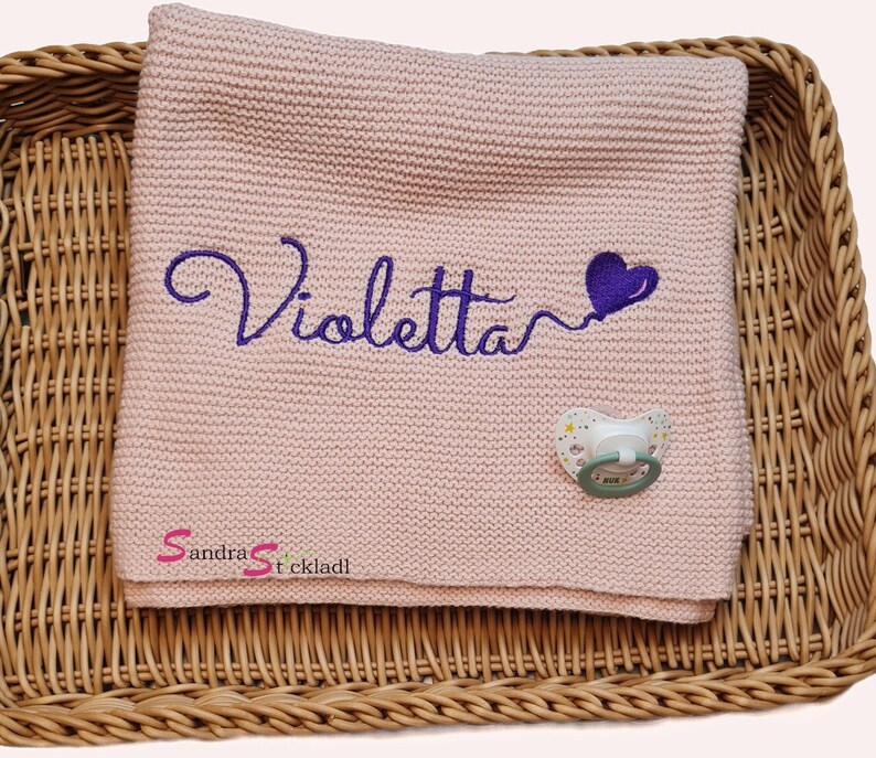 Baby blanket embroidered with name / knitted blanket personalized / gift for a birth image 2