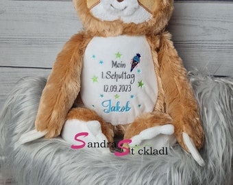 Sloth embroidered with name and school enrollment date at the start of school