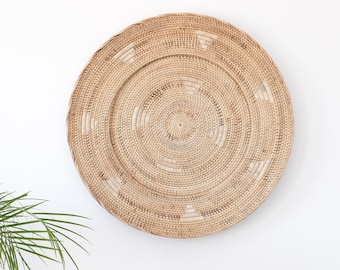 Large Wall decor plate 002, wall hanging tray, boho wicker wall decor, natural seagrass wall hanging, wicker tray, large straw wall decor