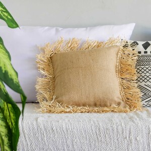 Konde jute, raffia and jute pillow cover, seagrass bohemian throw pillow cover, handmade pillow case