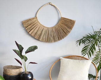 KEPA raffia wall hanging | Seagrass bohemian wall decor | Home decor wall hanging art | Gifts for the home | Coastal natural wall necklace