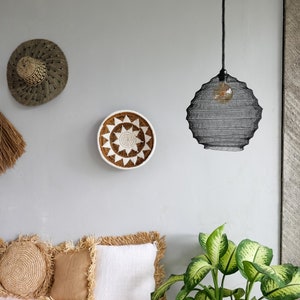 Metal wire pendant lampshade MALOBA black | Hanging wire mesh light shade available with or without light kit | Wabi sabi wire pendant lamp