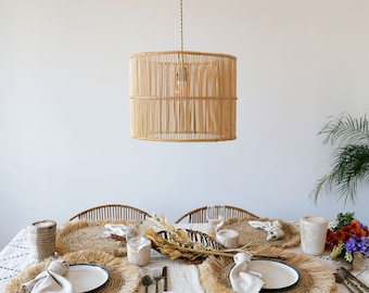 Handmade Rattan Lampshade HOKI | Wicker Pendant Lamp | Farmhouse Hanging Light | Handwoven Chandelier | Boho Floor Pendant Lampshade