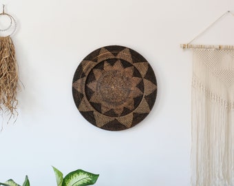 Large Wall decor plate 003, wall hanging plate, boho wicker wall decor, natural seagrass wall hanging, wicker tray, large straw wall decor