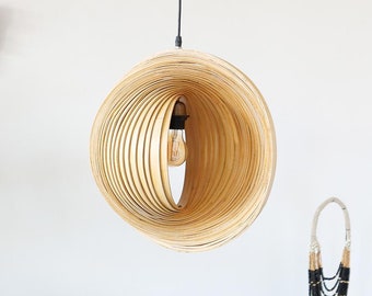 Bamboo pendant lampshade EDA | Handmade ceiling pendant light fixture | Unique design  boho lighting | Bedroom and beside lamp shade