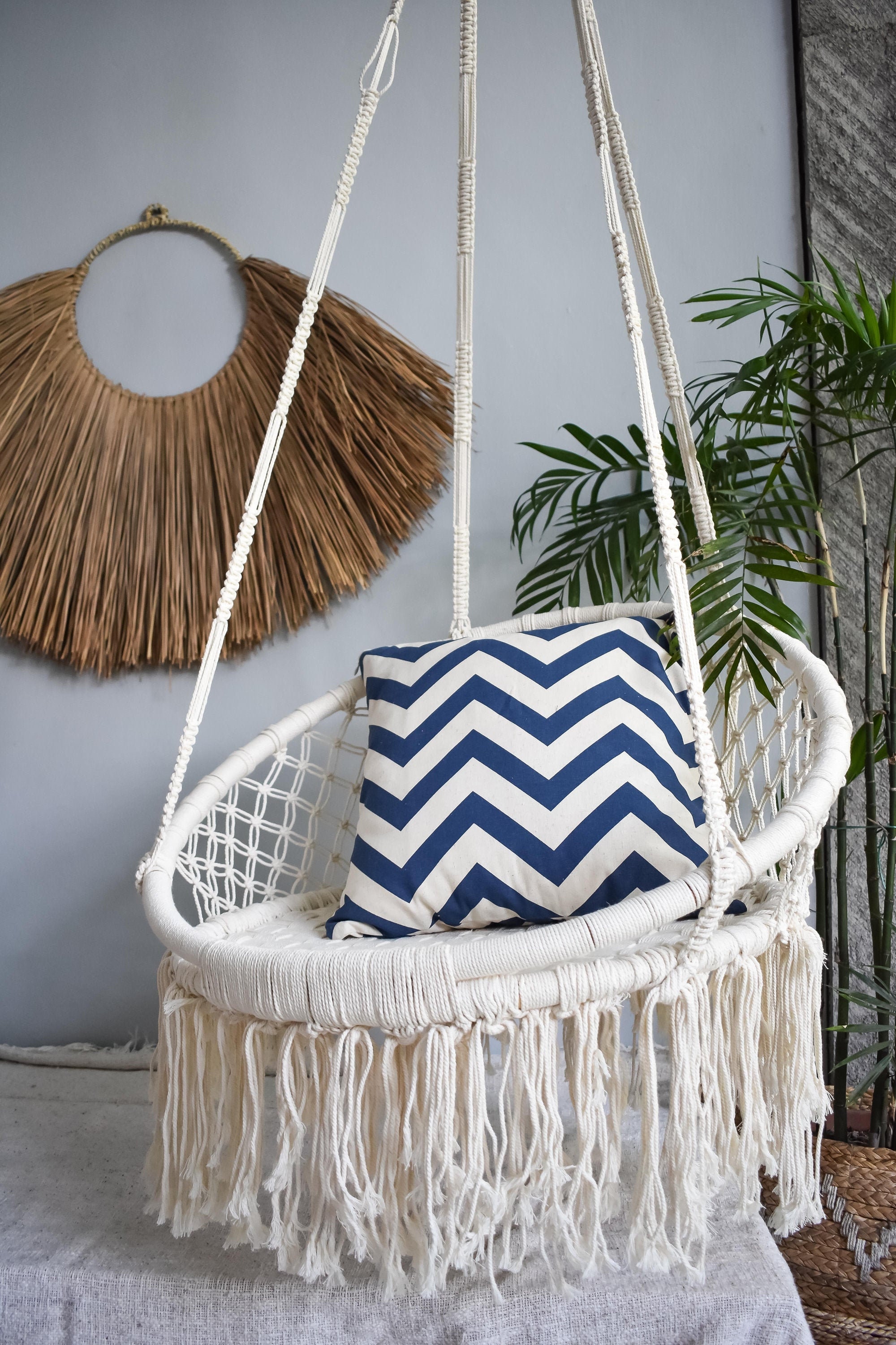 Round Hammock Swing Chair off White Macrame Handmade Hammock Swing Chair Etsy