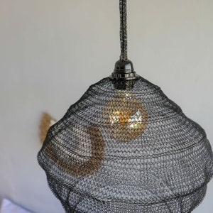 Metal wire mesh pendant lamp shade MONDU black Kitchen Island Light Fixture wabi sabi wire pendant light black hanging pendant lamp zdjęcie 3