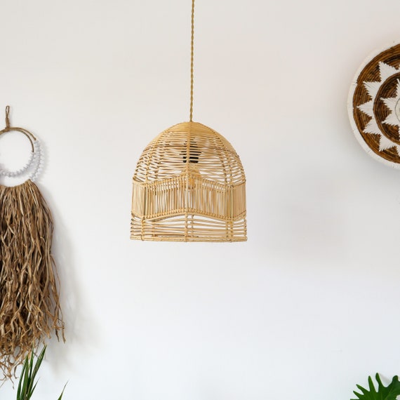 Handmade rattan pendant light ALOR | Wicker Kitchen lighting | Rattan chandelier | pendant lamp shade | Boho ceiling light | hanging lamp