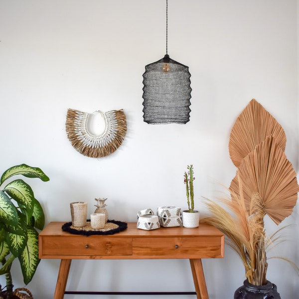 Metal Wire Lampshade WATU black | Wire Mesh Light Fixture | Black Pendant Lights | Industrial Lighting | Woven Metal Chandelier