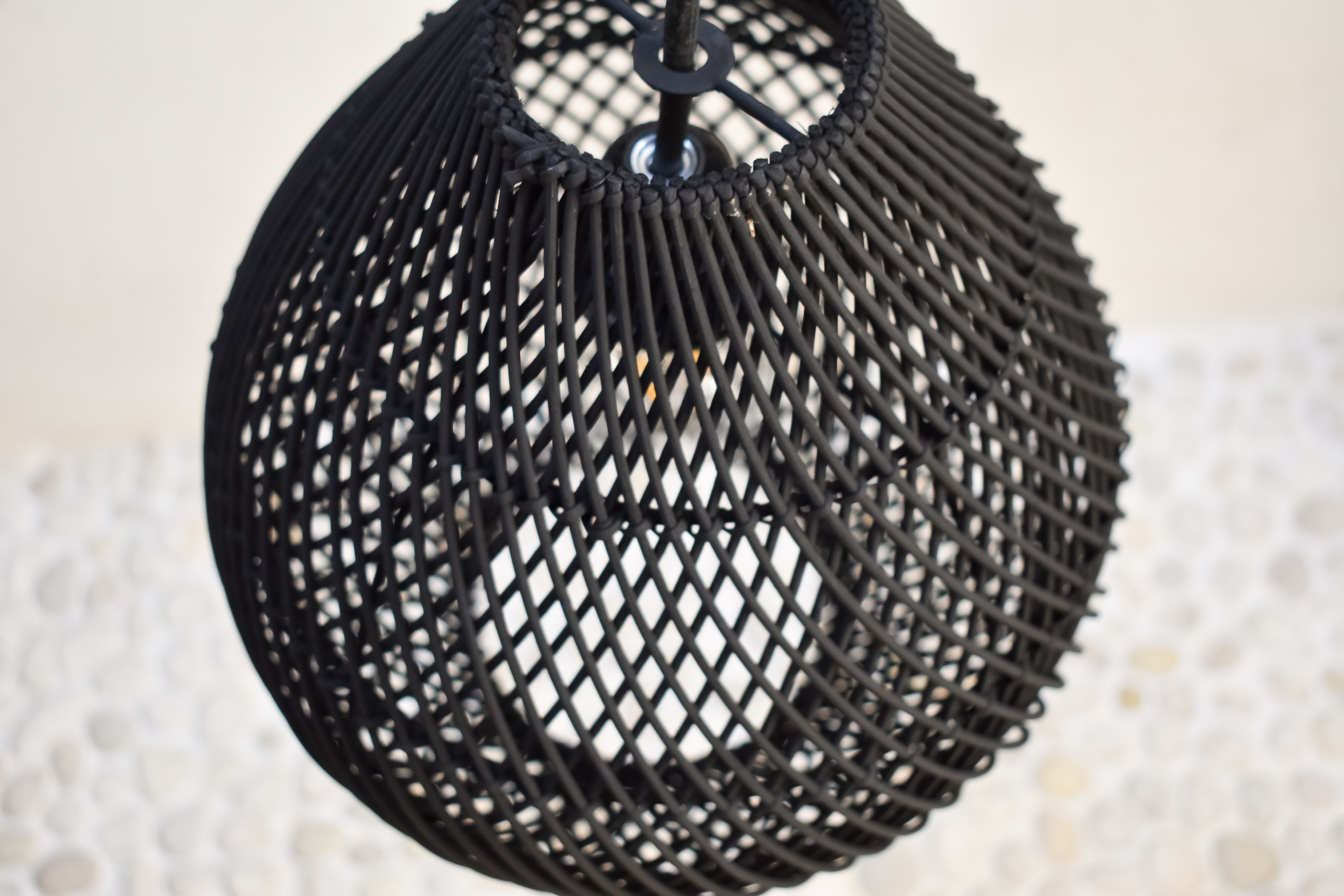 LEMBEH BLACK LAMPSHADE Handmade Rattan Lamp Shade Wicker Etsy Canada