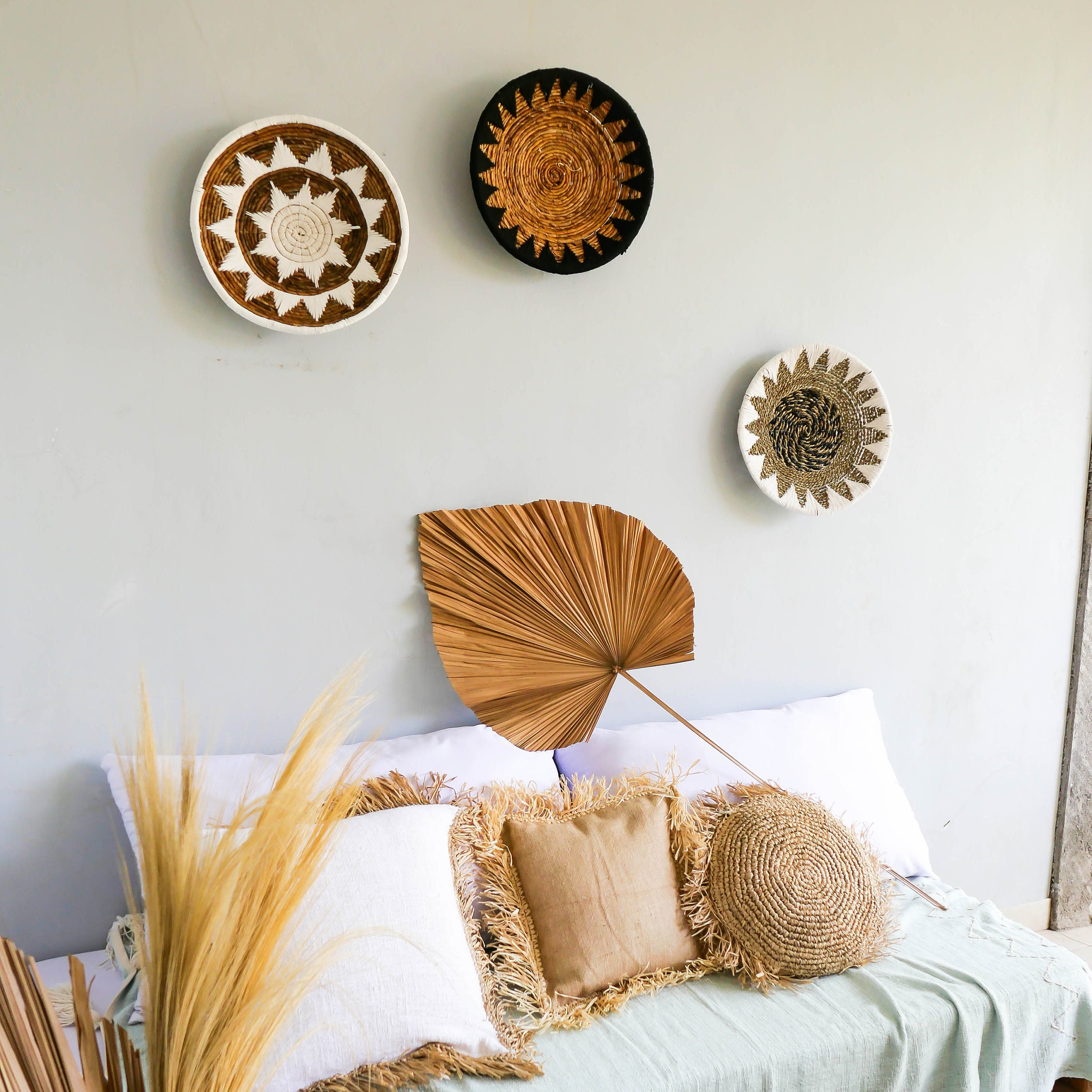 Wall Decor Plates Set of 3 Boho Wall Decor Macrame Rustic - Etsy