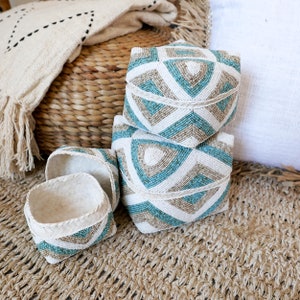 Juego de cajas decorativas con cuentas 006, juego de cestas balinesas hechas a mano de 3, juego de cestas de bambú tejidas, caja de regalo, joyero, almacenamiento de aceites esenciales