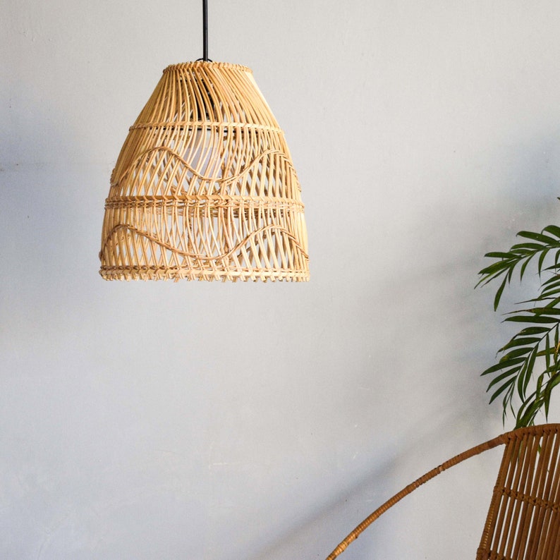 Handmade Rattan Lampshade BUNAKEN Kitchen Island Lighting Wicker Pendant Light Shade Moroccan Lamp Bedside Hanging Light Boho Deco image 2