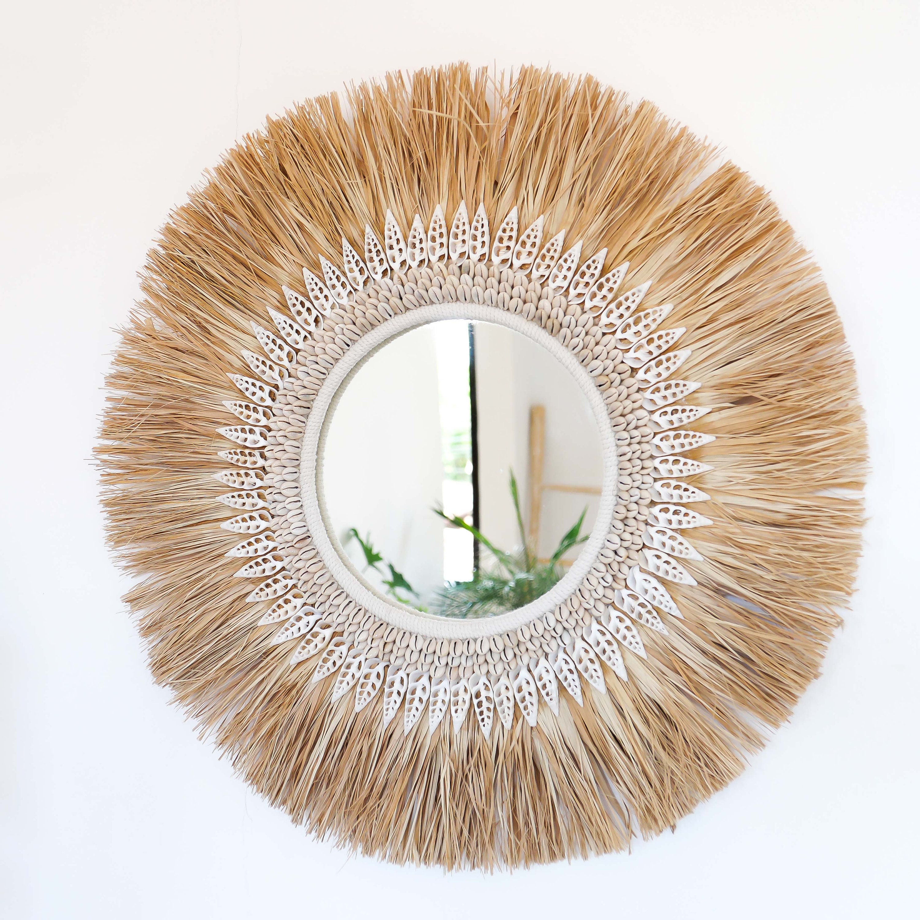 Miroir en alfa tréssé vintage 1960 Diam 60 cm