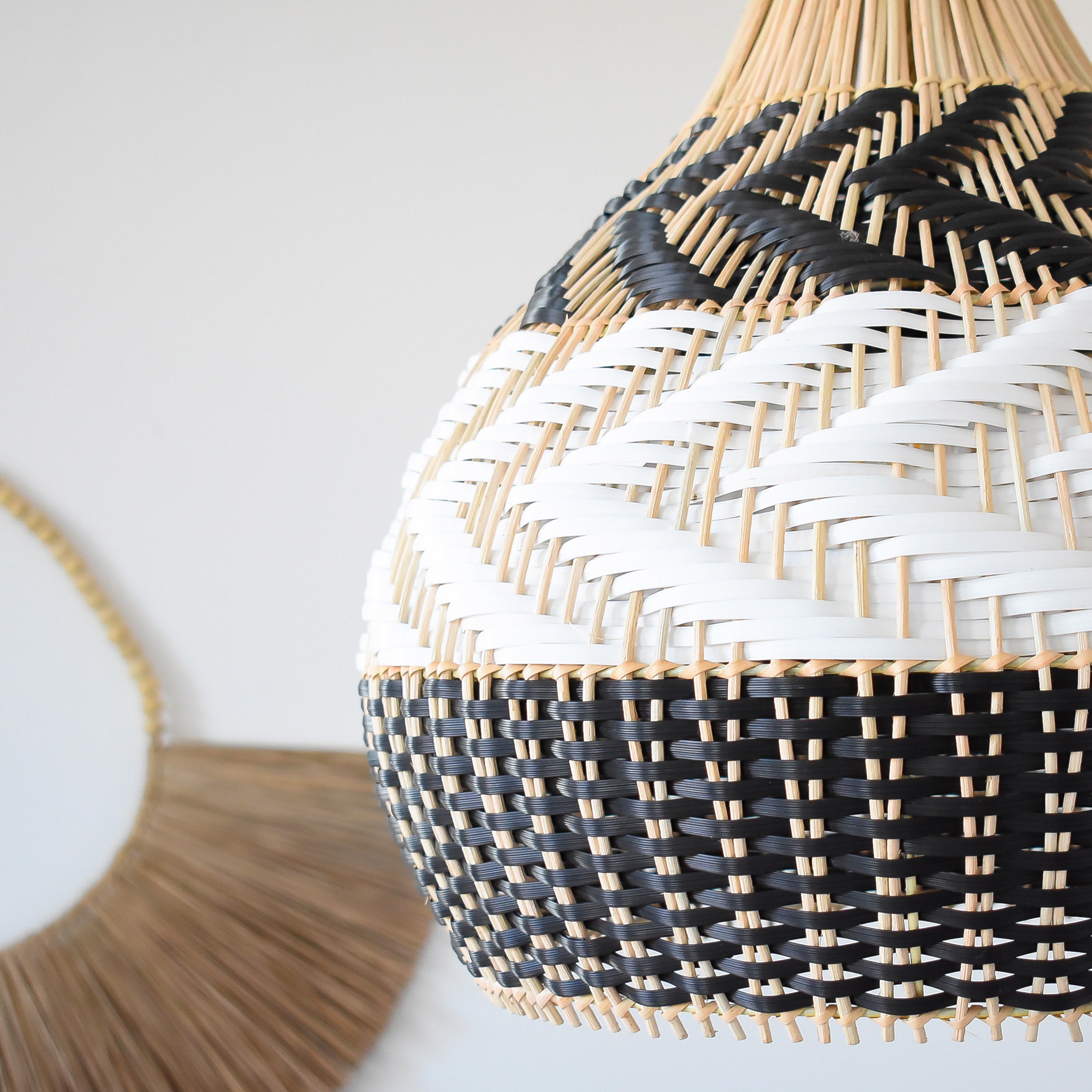 Angoily Woven Rattan Lampshade – Handmade Paper Rope Ceiling/Floor Lamp Cover, Boho Style, 30cm Diameter