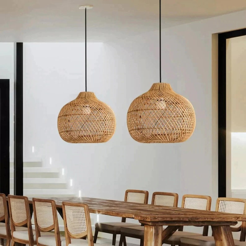 Handgefertigter Rattan Lampenschirm KANAWA Korb Hängelampe Etsy.de