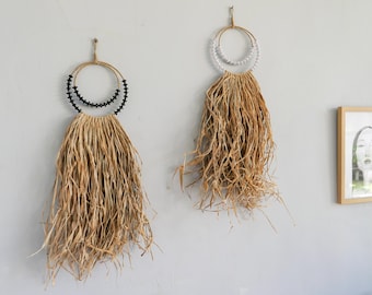 KAI - Raffia wall hanging, natural seagrass wall decor, black or white