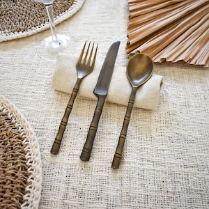 Cutlery Set made of Brass 001 | Vintage Look Cutlery Set | Wedding Table Decor | Flatware Dining Set | Farmhouse Table Decor | Home Gifts