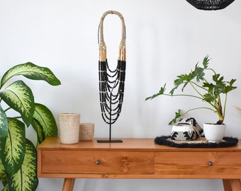 Decorative Necklace 002 | Beads and Shell Ahestetic Nature Home Decor | Tribal Home Art | Boho Cowrie Shell Ornament |Boho Living Room Decor