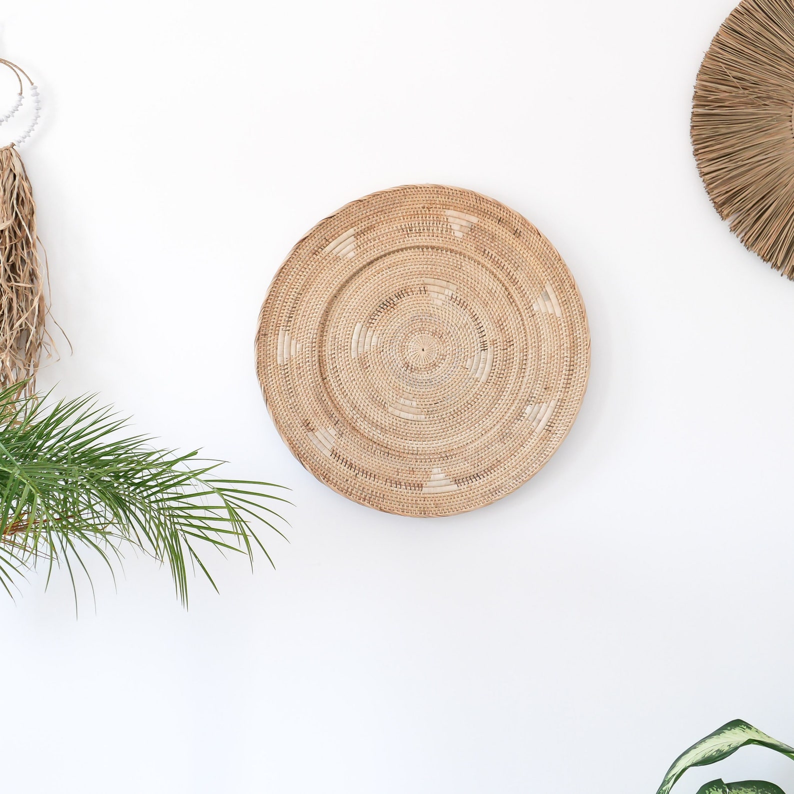 Large Wall Decor Plate 002 Wall Hanging Tray Boho Wicker - Etsy