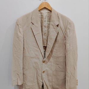 INTERMEZZO TENCEL™ Beige Single Breasted Made in Japan Blazer Coat Jacket Size Medium