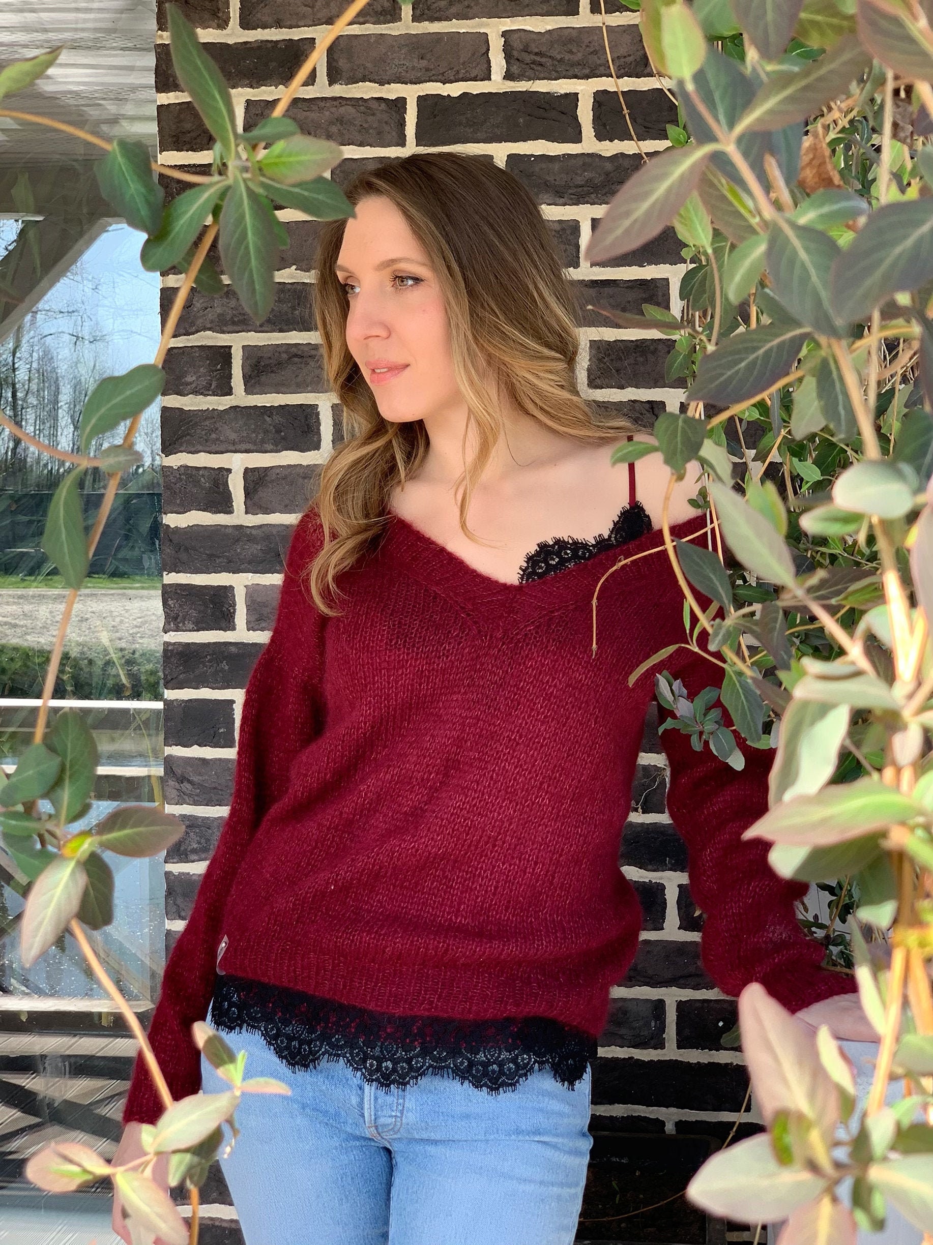 Cozy Hand Knitted Jumper One Shoulder 
