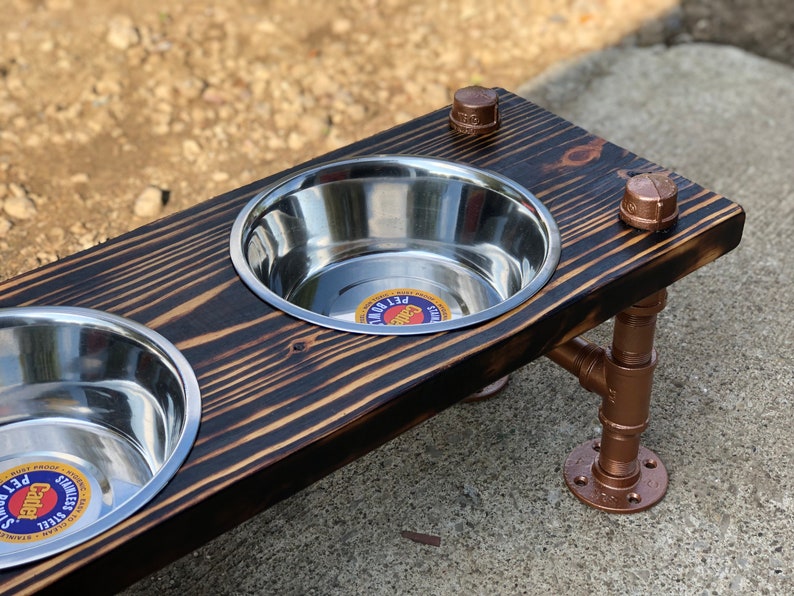 Rustic Elevated Dog Bowls Etsy